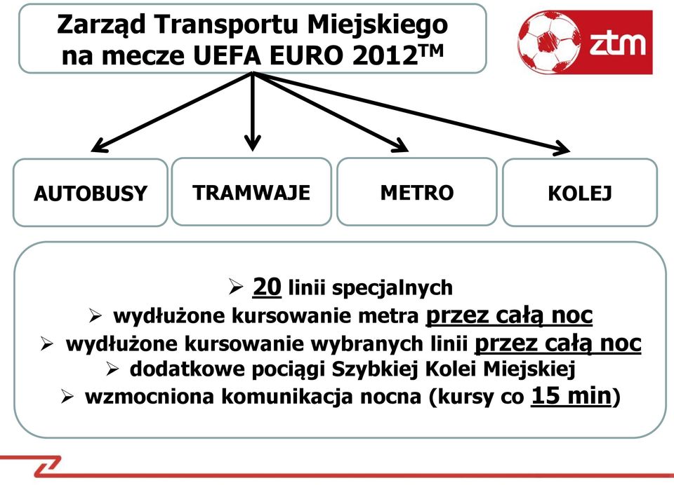 przez całą noc wydłużone kursowanie wybranych linii przez całą noc