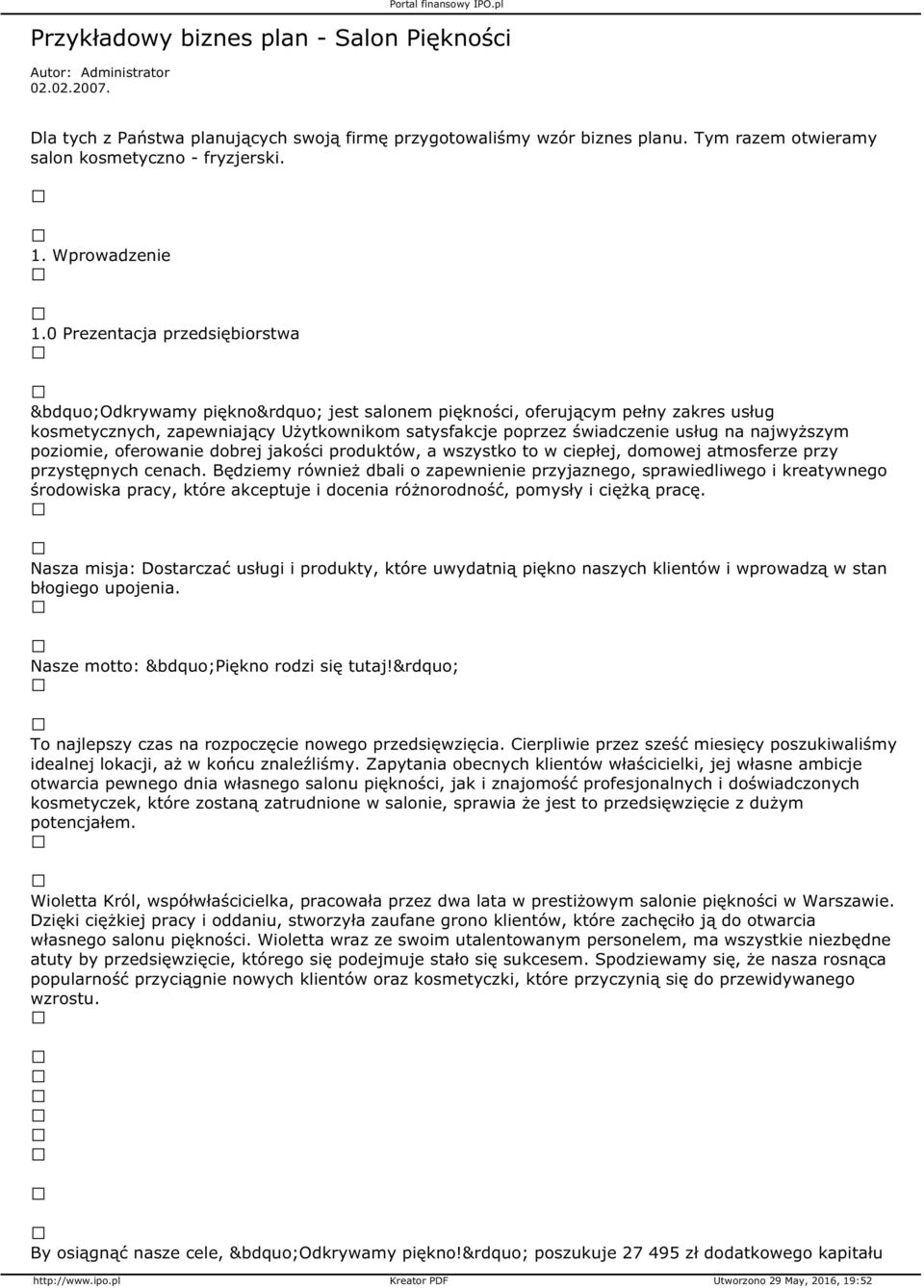 Przykladowy Biznes Plan Salon Pieknosci Pdf Free Download