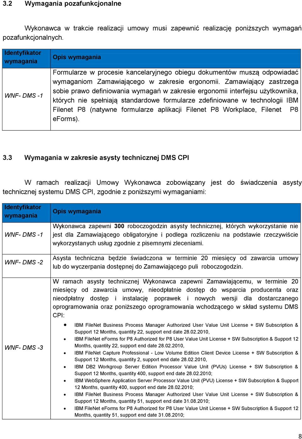 Zamawiający zastrzega sobie prawo definiowania wymagań w zakresie ergonomii interfejsu użytkownika, których nie spełniają standardowe formularze zdefiniowane w technologii IBM Filenet P8 (natywne