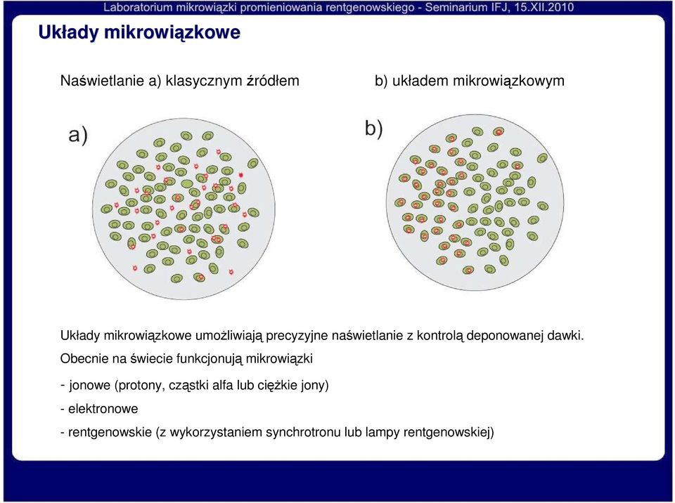 Obecnie na świecie funkcjonują mikrowiązki - jonowe (protony, cząstki alfa lub ciężkie