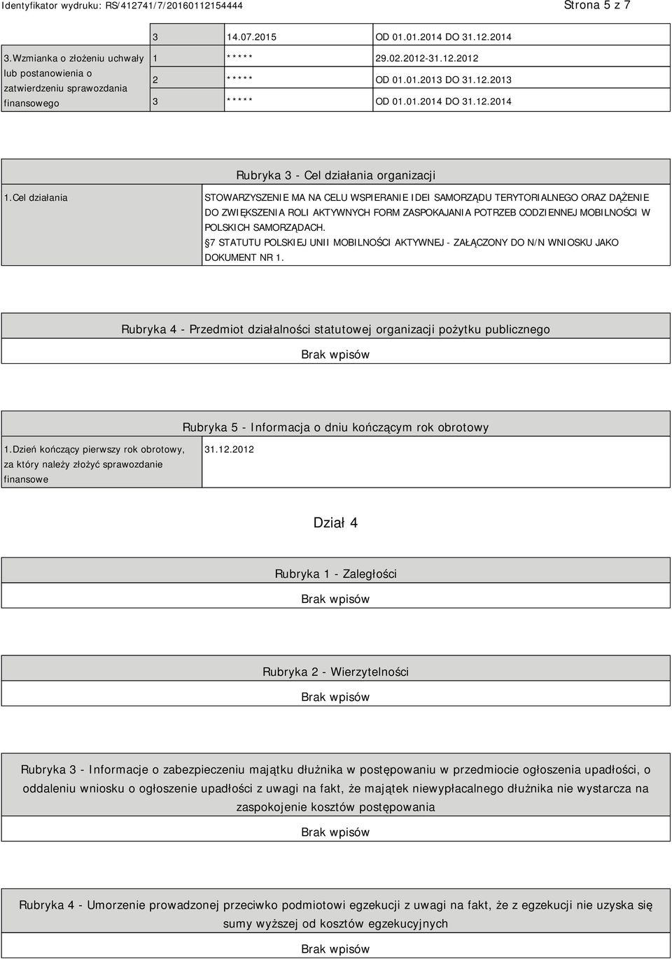 Cel działania STOWARZYSZENIE MA NA CELU WSPIERANIE IDEI SAMORZĄDU TERYTORIALNEGO ORAZ DĄŻENIE DO ZWIĘKSZENIA ROLI AKTYWNYCH FORM ZASPOKAJANIA POTRZEB CODZIENNEJ MOBILNOŚCI W POLSKICH SAMORZĄDACH.