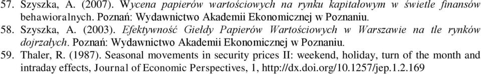 Efektywność Giełdy Papierów Wartościowych w Warszawie na tle rynków dojrzałych.