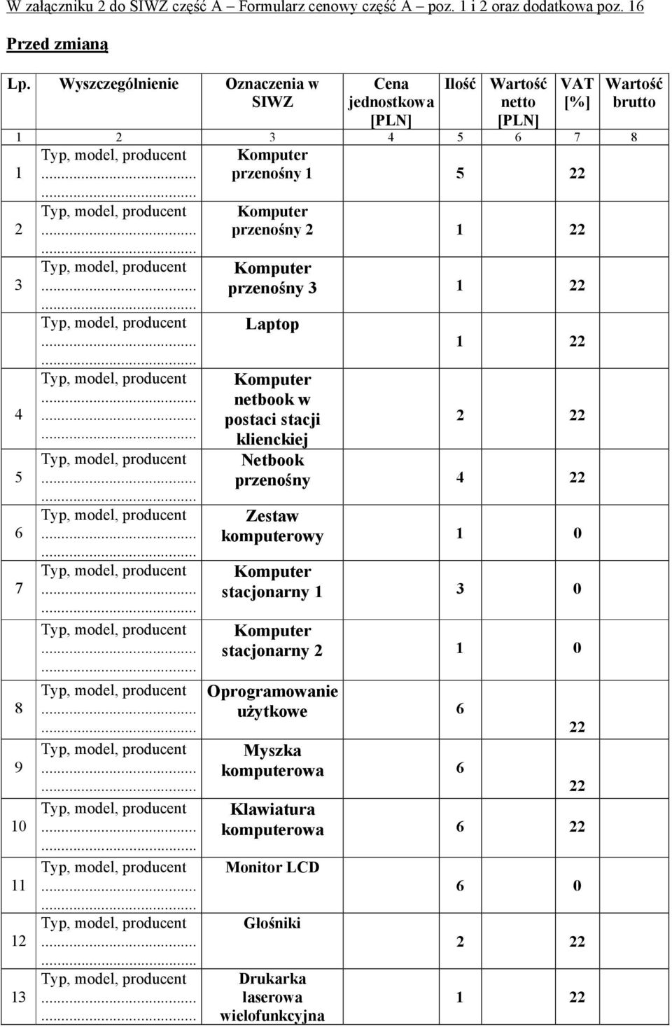 5 6 7 8 9 10 11 12 13 przenośny 2 1 22 przenośny 3 1 22 Laptop 1 22 netbook w postaci stacji klienckiej 2 22 Netbook przenośny 4 22 Zestaw