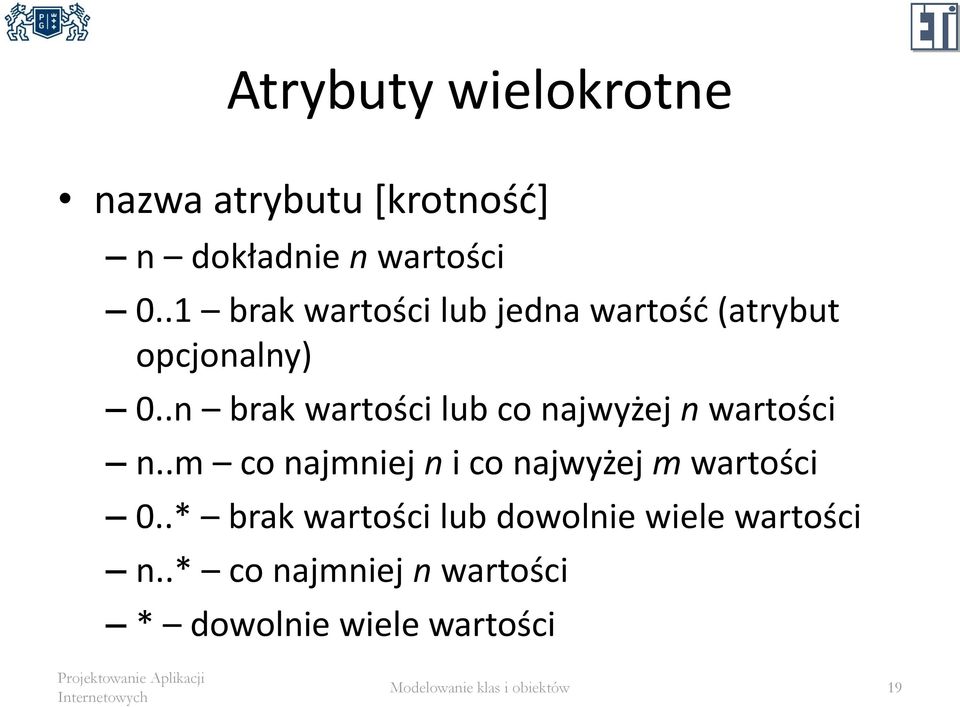 .n brak wartości lub co najwyżej n wartości n.