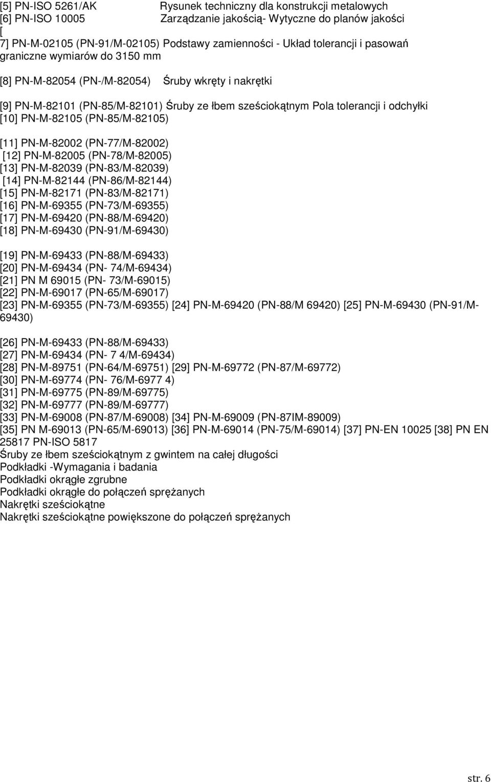 PN-M-82105 (PN-85/M-82105) [11] PN-M-82002 (PN-77/M-82002) [12] PN-M-82005 (PN-78/M-82005) [13] PN-M-82039 (PN-83/M-82039) [14] PN-M-82144 (PN-86/M-82144) [15] PN-M-82171 (PN-83/M-82171) [16]