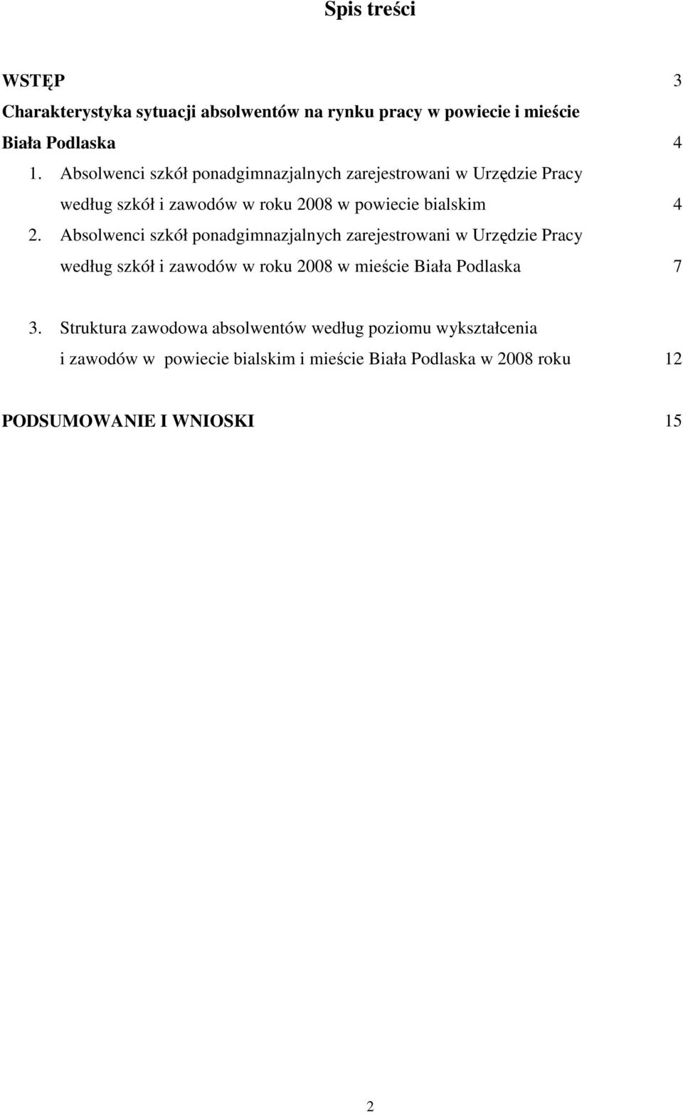 Absolwenci szkół ponadgimnazjalnych zarejestrowani w Urzędzie Pracy według szkół i zawodów w roku 8 w mieście Biała