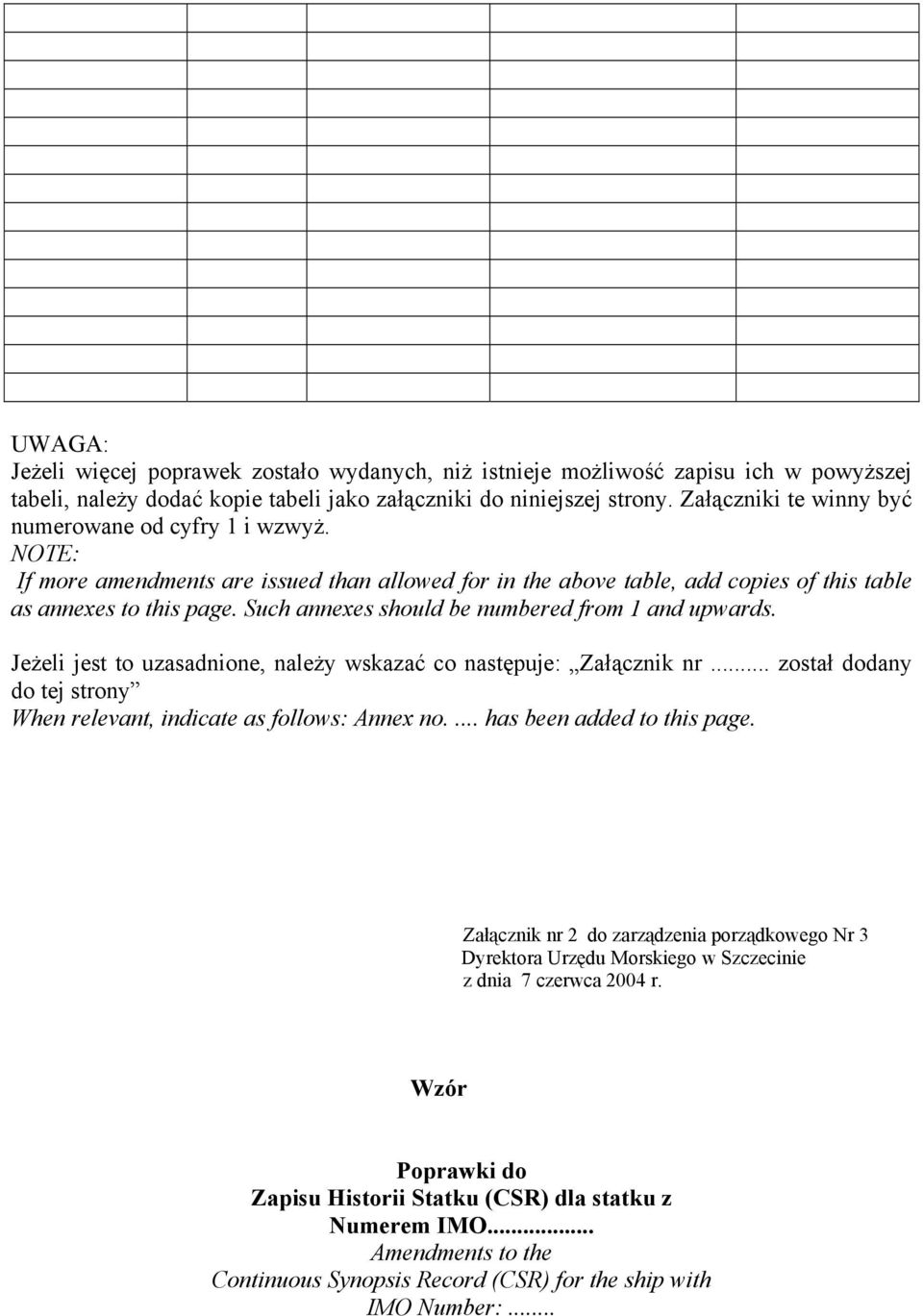 Such annexes should be numbered from 1 and upwards. Jeżeli jest to uzasadnione, należy wskazać co następuje: Załącznik nr... został dodany do tej strony When relevant, indicate as follows: Annex no.