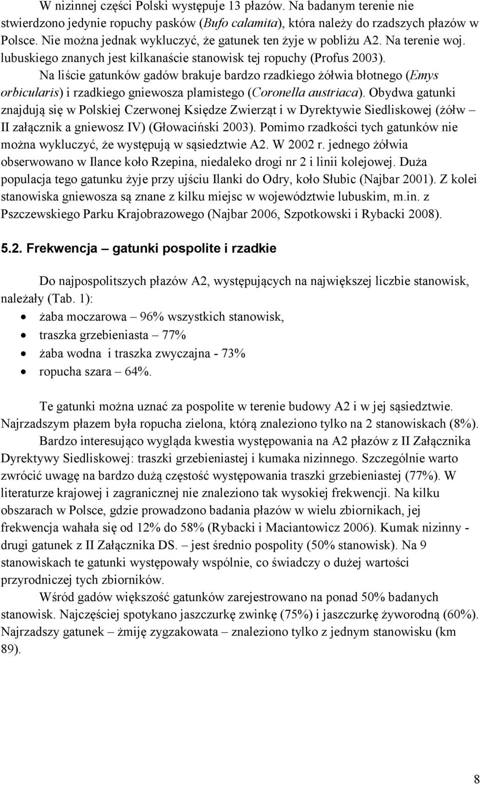 Na liście gatunków gadów brakuje bardzo rzadkiego żółwia błotnego (Emys orbicularis) i rzadkiego gniewosza plamistego (Coronella austriaca).