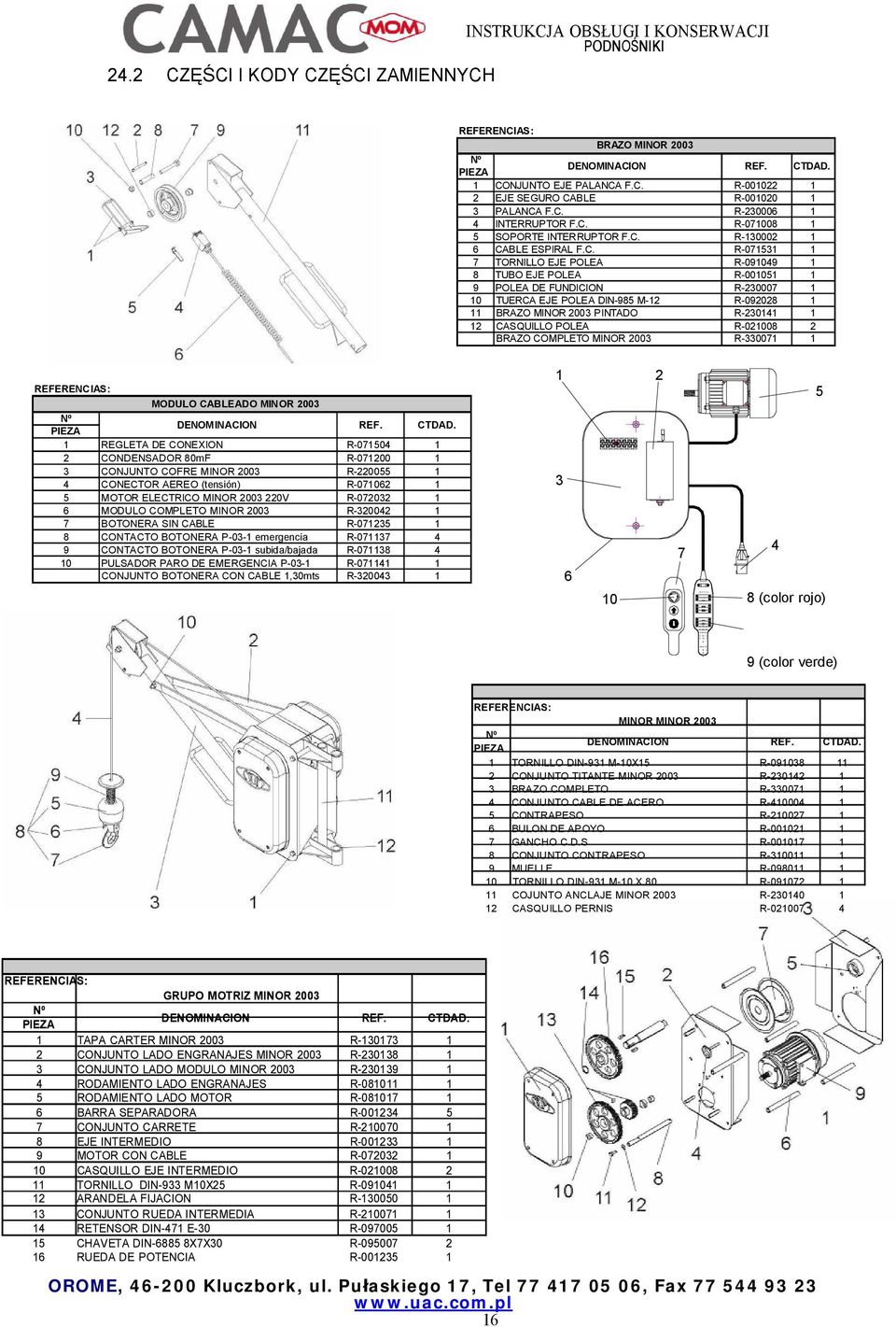 1 7 TORNILLO EJE POLEA R-091049 1 8 TUBO EJE POLEA R-001051 1 9 POLEA DE FUNDICION R-230007 1 10 TUERCA EJE POLEA DIN-985 M-12 R-092028 1 11 BRAZO MINOR 2003 PINTADO R-230141 1 12 CASQUILLO POLEA