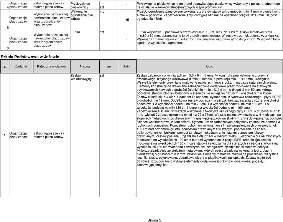 Przęsło ogrodzenia panelowego wykonane z prętów stalowych o grubości min. 4 mm w pionie i min. 4 mm w poziomie. Zabezpieczone antykorozyjnie Minimalna wysokość przęsła 20 mm.