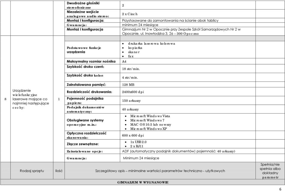 Szybkość druku kolor: 4 str./min.