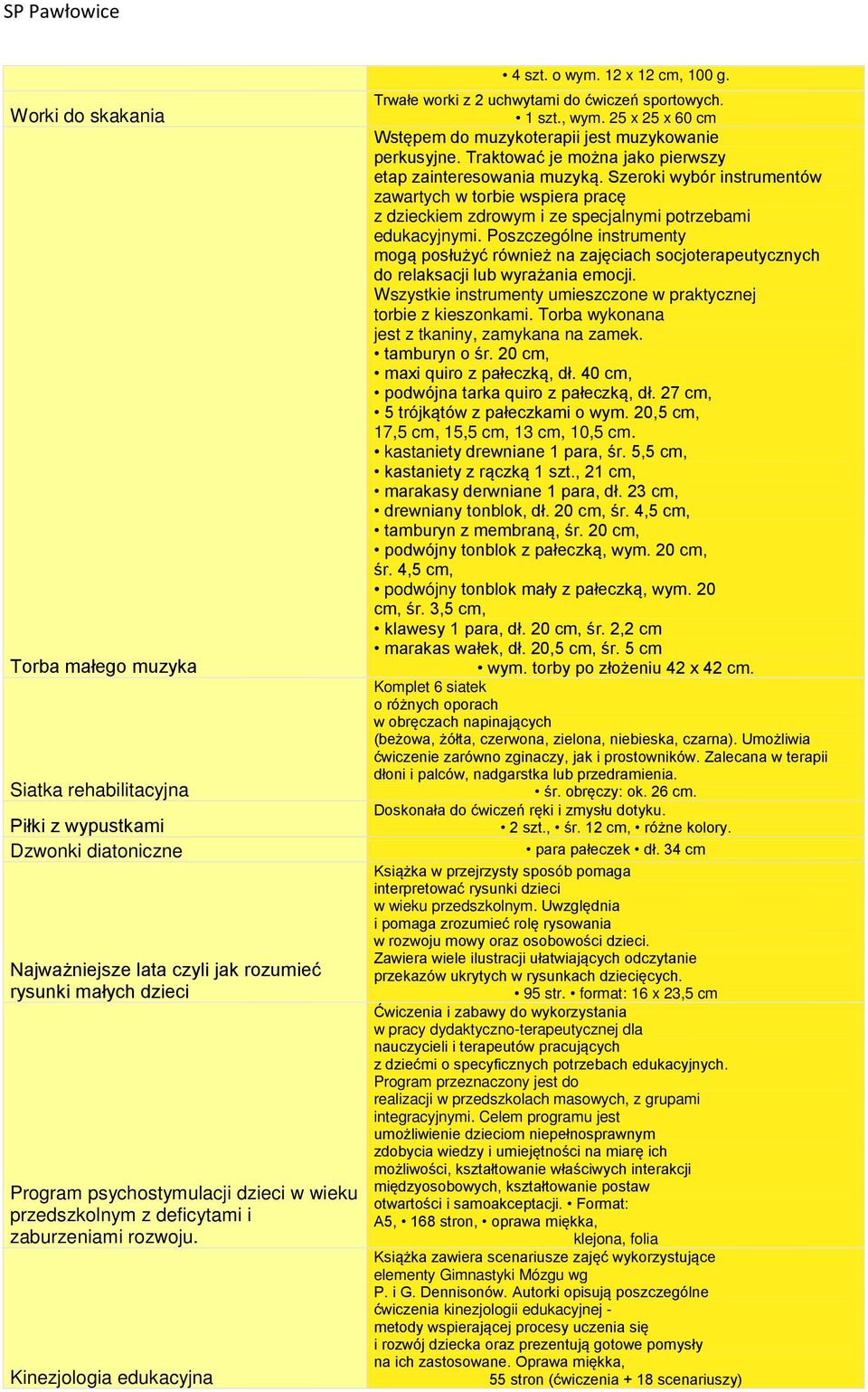 25 x 25 x 60 cm Wstępem do muzykoterapii jest muzykowanie perkusyjne. Traktować je można jako pierwszy etap zainteresowania muzyką.