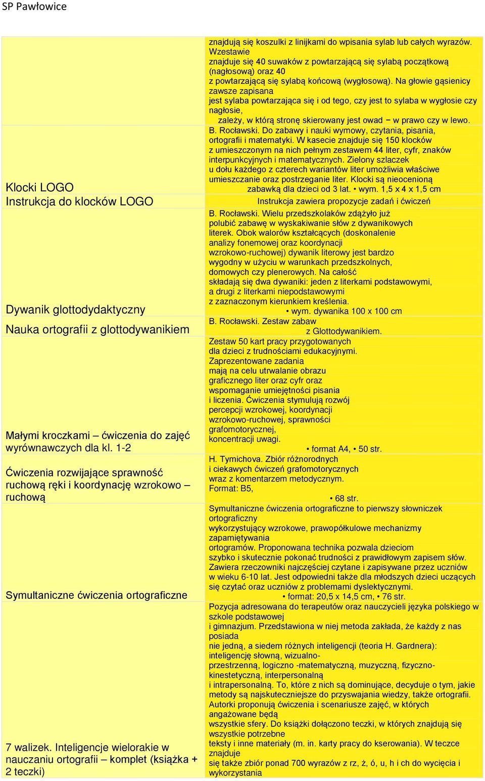 Inteligencje wielorakie w nauczaniu ortografii komplet (książka + 2 teczki) znajdują się koszulki z linijkami do wpisania sylab lub całych wyrazów.