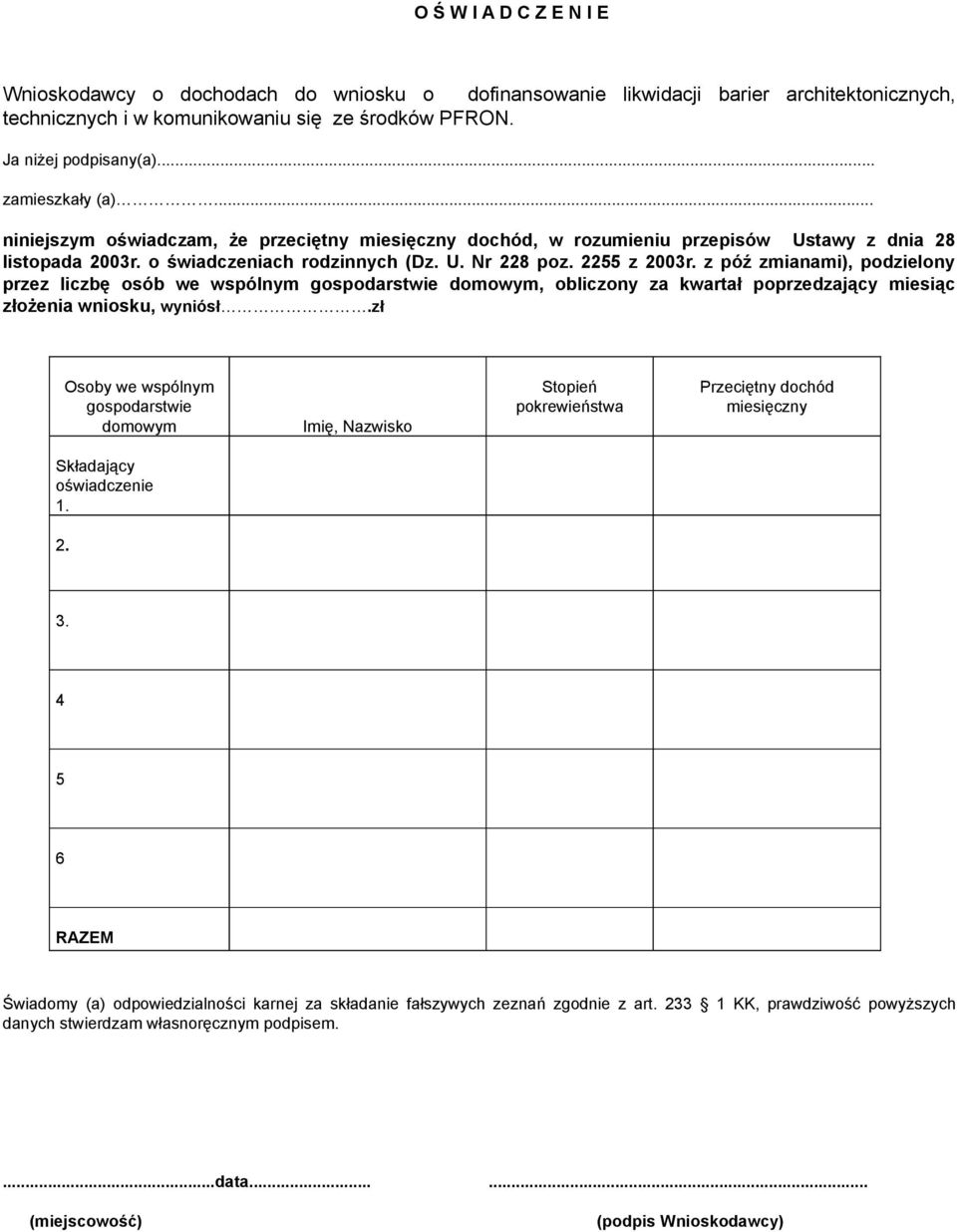 z póź zmianami), podzielony przez liczbę osób we wspólnym gospodarstwie domowym, obliczony za kwartał poprzedzający miesiąc złożenia wniosku, wyniósł.