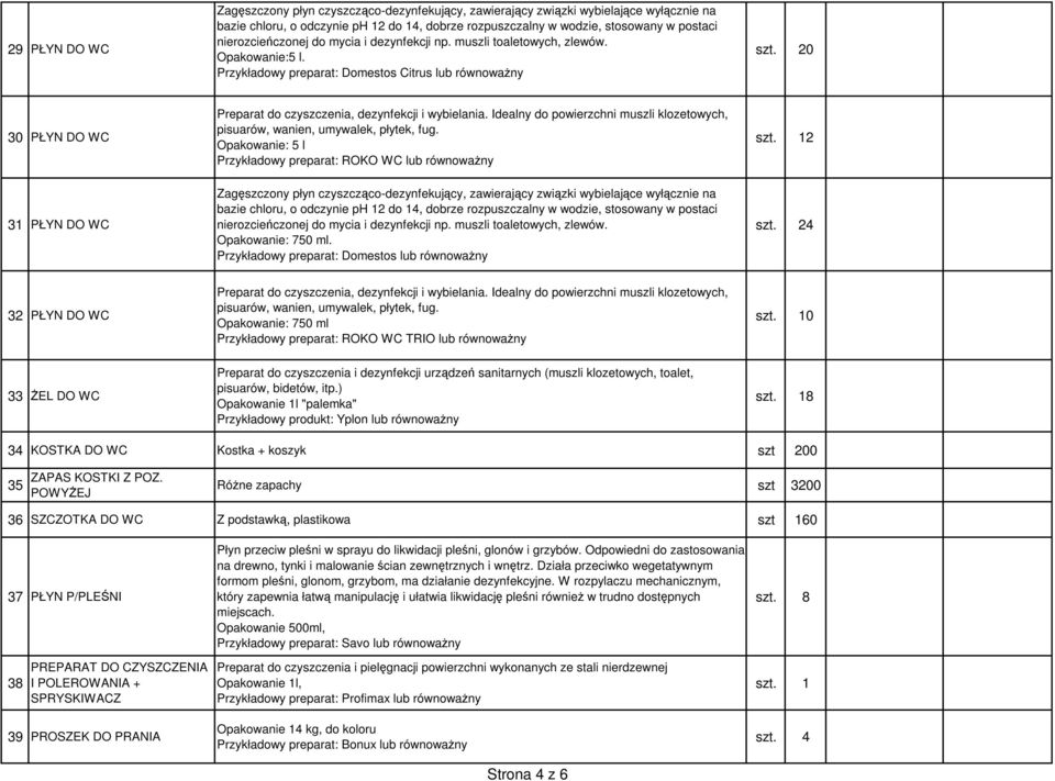 20 30 PŁYN DO WC Preparat do czyszczenia, dezynfekcji i wybielania. Idealny do powierzchni muszli klozetowych, pisuarów, wanien, umywalek, płytek, fug.