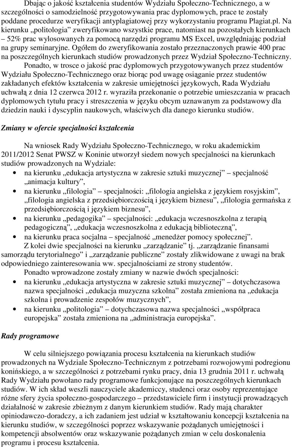 giatowej przy wykorzystaniu programu Plagiat.pl.