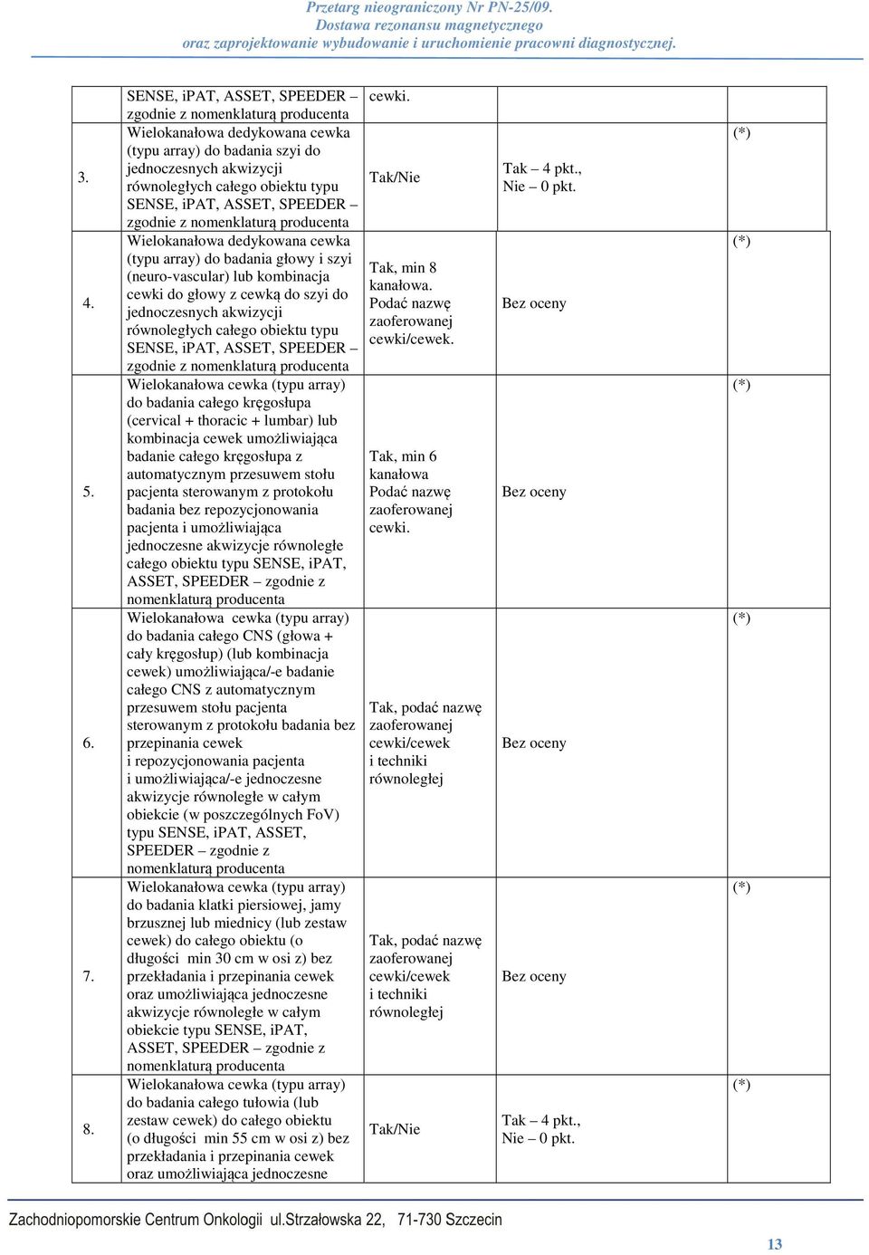 nomenklaturą producenta Wielokanałowa dedykowana cewka (typu array) do badania głowy i szyi (neuro-vascular) lub kombinacja cewki do głowy z cewką do szyi do jednoczesnych akwizycji równoległych