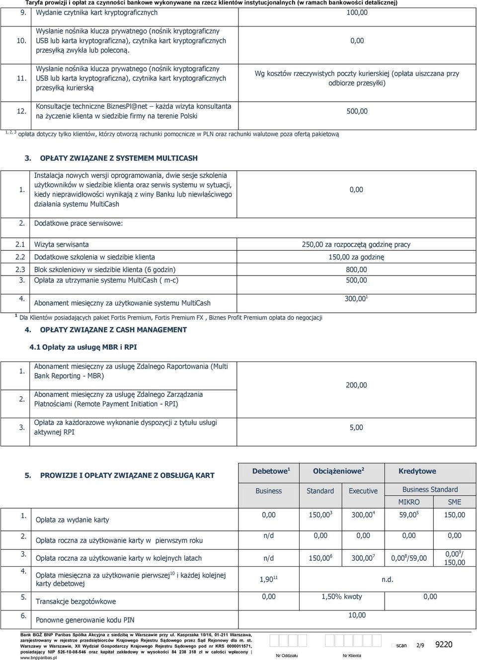 wizyta konsultanta na życzenie klienta w siedzibie firmy na terenie Polski Wg kosztów rzeczywistych poczty kurierskiej (opłata uiszczana przy odbiorze przesyłki) 50 1, 2, 3 opłata dotyczy tylko