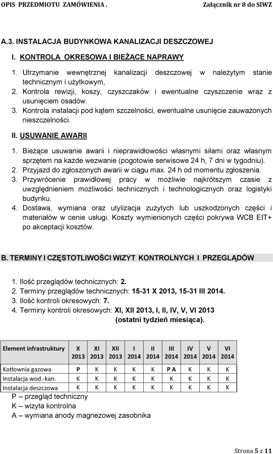 USUWANIE AWARII 1. Bieżące usuwanie awarii i nieprawidłowości własnymi siłami oraz własnym sprzętem na każde wezwanie (pogotowie serwisowe 24 h, 7 dni w tygodniu). 2. Przyjazd do zgłoszonych awarii w ciągu max.