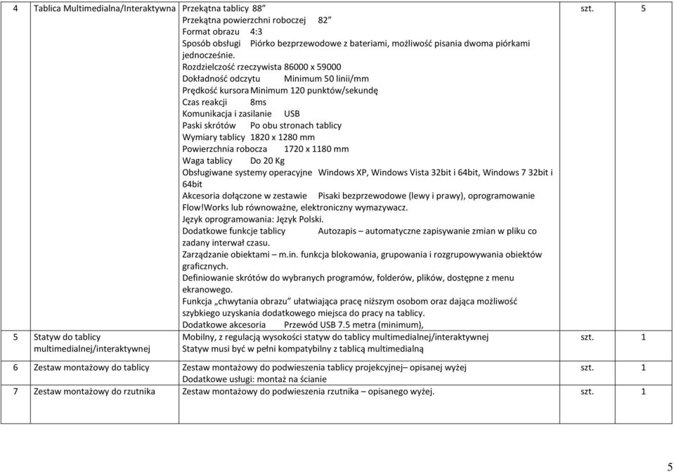 Rozdzielczość rzeczywista 86000 x 59000 Dokładność odczytu Minimum 50 linii/mm Prędkość kursora Minimum 120 punktów/sekundę Czas reakcji 8ms Komunikacja i zasilanie USB Paski skrótów Po obu stronach