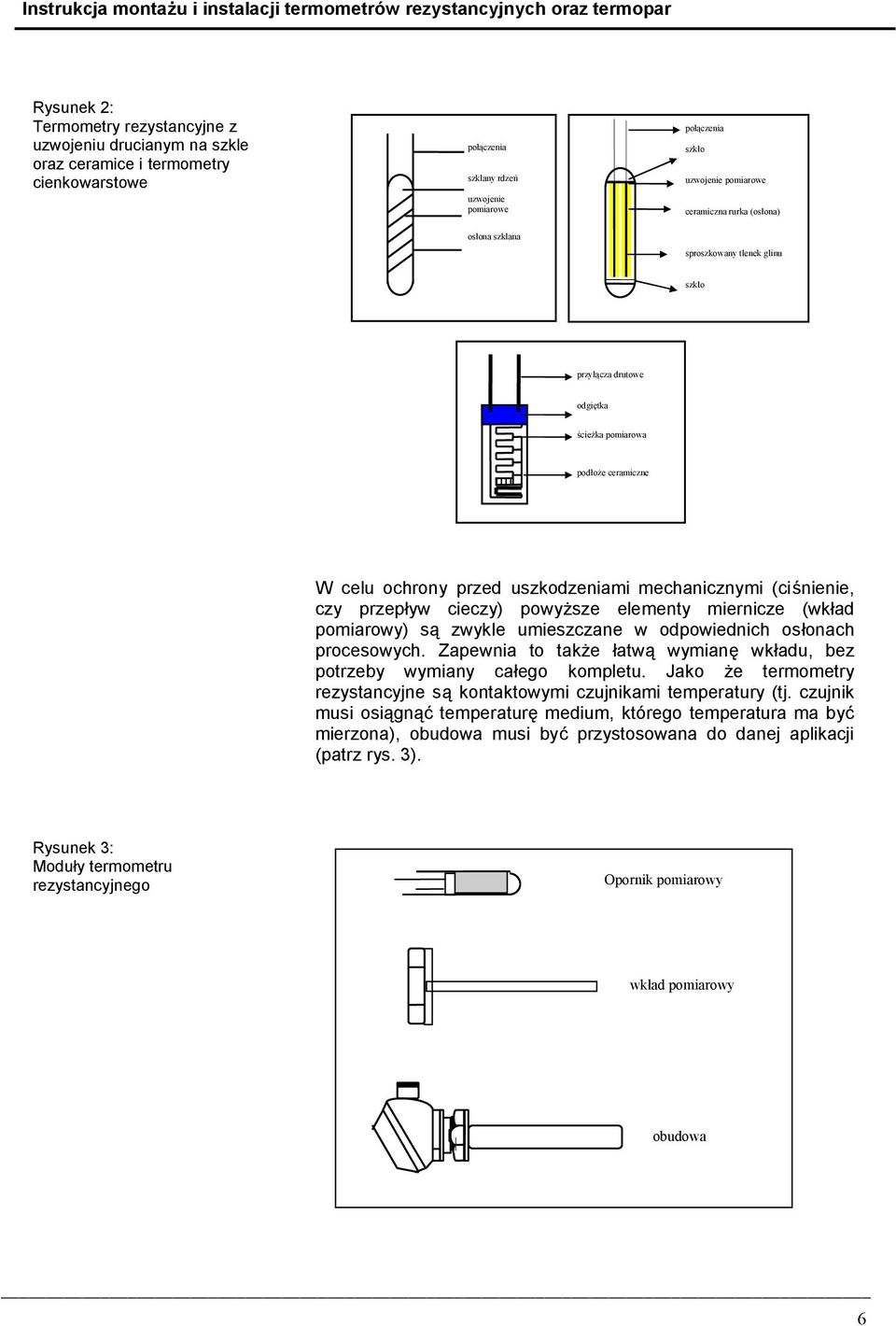 ceramiczne W celu ochrony przed uszkodzeniami mechanicznymi (ciśnienie, czy przepływ cieczy) powyższe elementy miernicze (wkład pomiarowy) są zwykle umieszczane w odpowiednich osłonach procesowych.