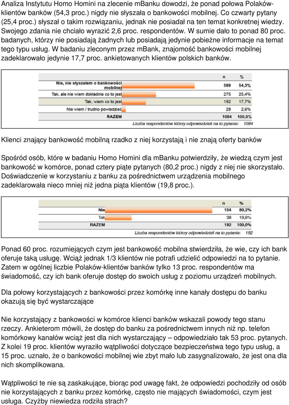 badanych, którzy nie posiadają żadnych lub posiadają jedynie pobieżne informacje na temat tego typu usług.
