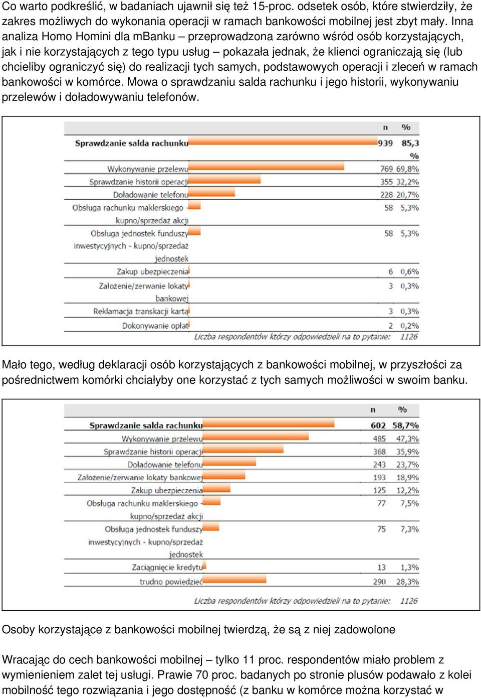 się) do realizacji tych samych, podstawowych operacji i zleceń w ramach bankowości w komórce. Mowa o sprawdzaniu salda rachunku i jego historii, wykonywaniu przelewów i doładowywaniu telefonów.