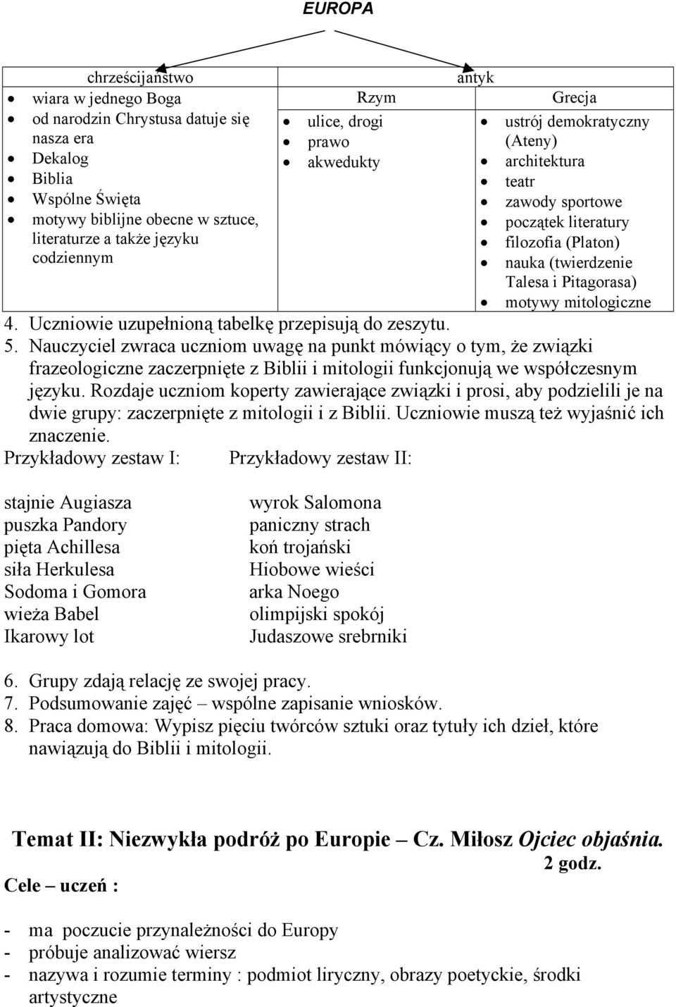 Uczniowie uzupełnioną tabelkę przepisują do zeszytu. 5.