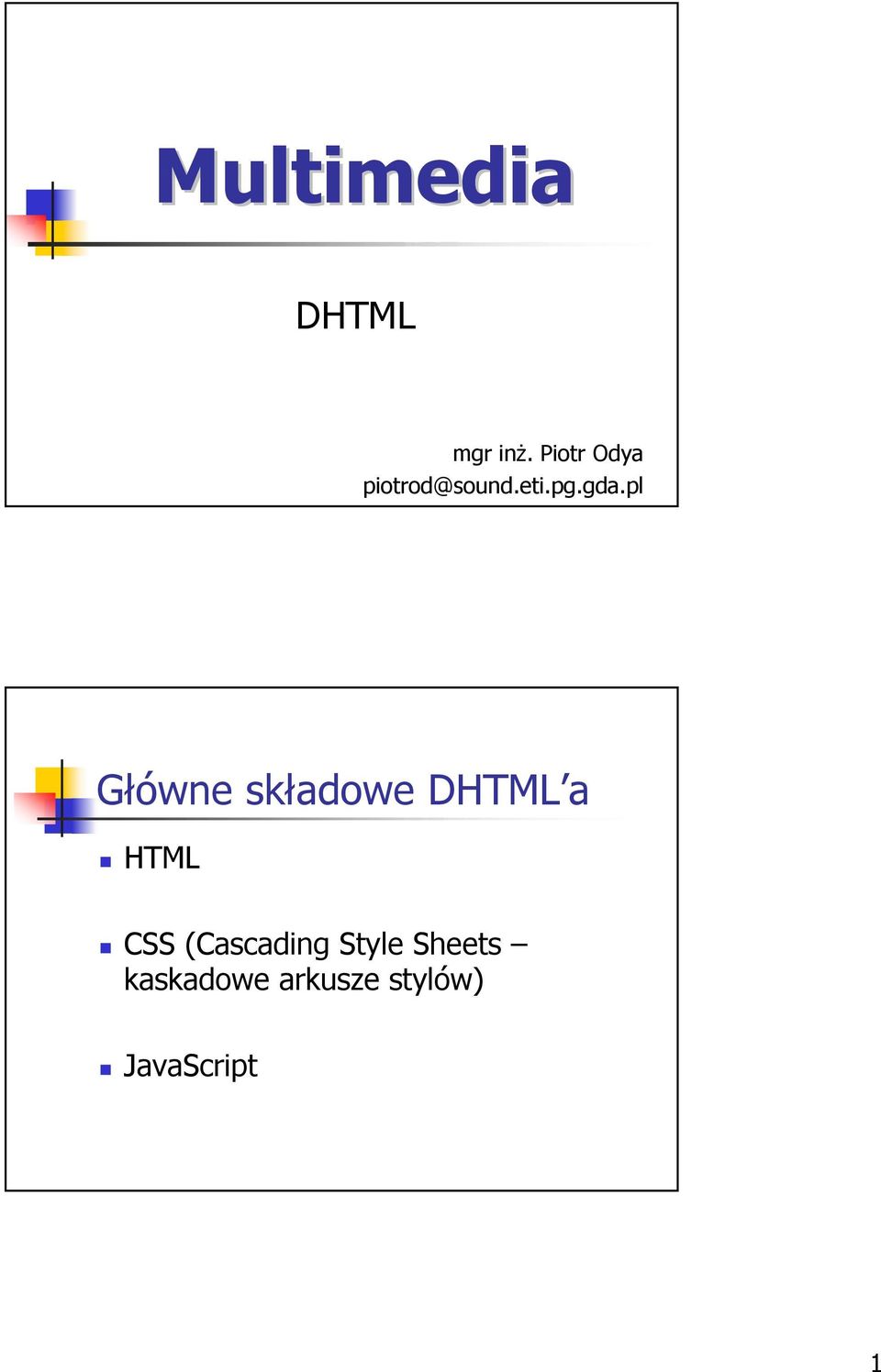 pl Główne składowe DHTML a HTML CSS