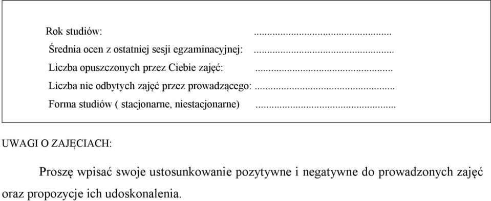 .. Liczba nie odbytych zajęć przez prowadzącego:.