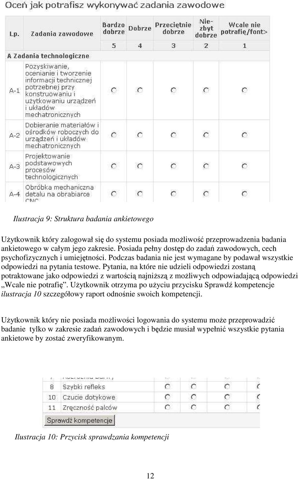 Pytania, na które nie udzieli odpowiedzi zostaną potraktowane jako odpowiedzi z wartością najniższą z możliwych odpowiadającą odpowiedzi Wcale nie potrafię.