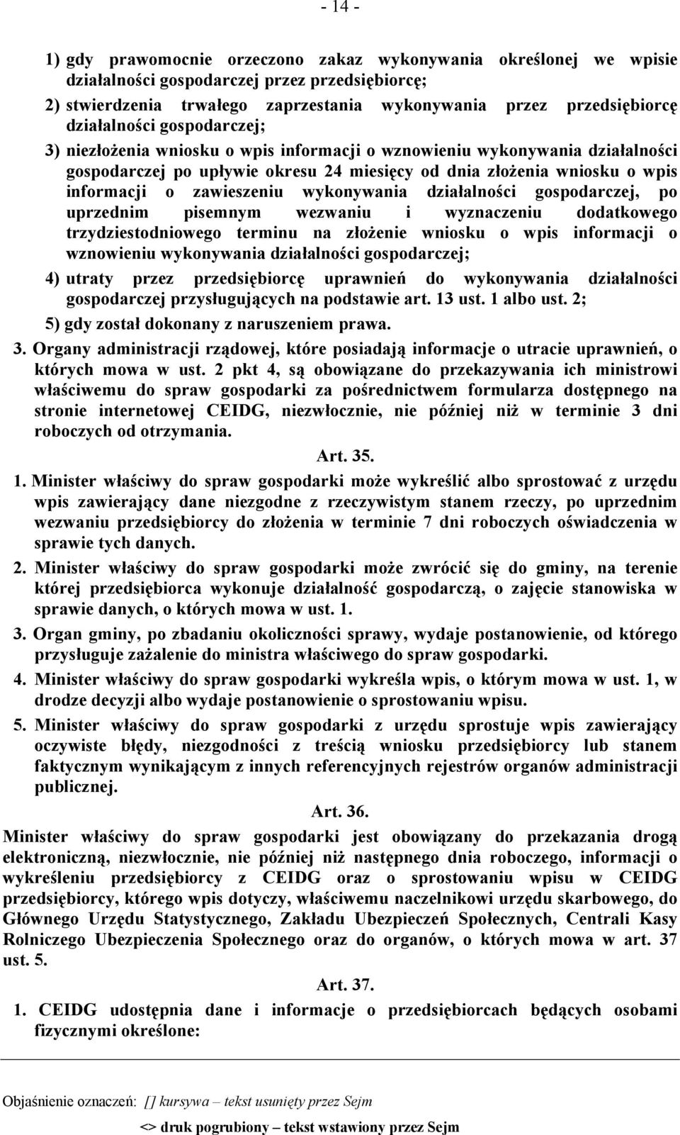 zawieszeniu wykonywania działalności gospodarczej, po uprzednim pisemnym wezwaniu i wyznaczeniu dodatkowego trzydziestodniowego terminu na złożenie wniosku o wpis informacji o wznowieniu wykonywania