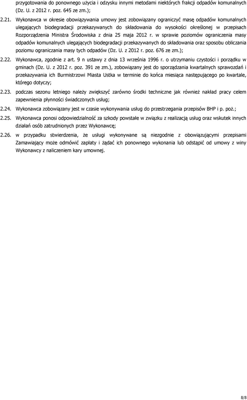 Rozporządzenia Ministra Środowiska z dnia 25 maja 2012 r.