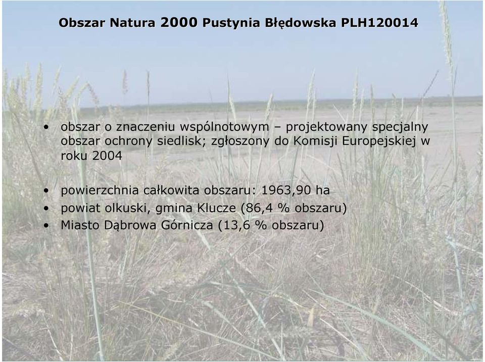 Komisji Europejskiej w roku 2004 powierzchnia całkowita obszaru: 1963,90 ha