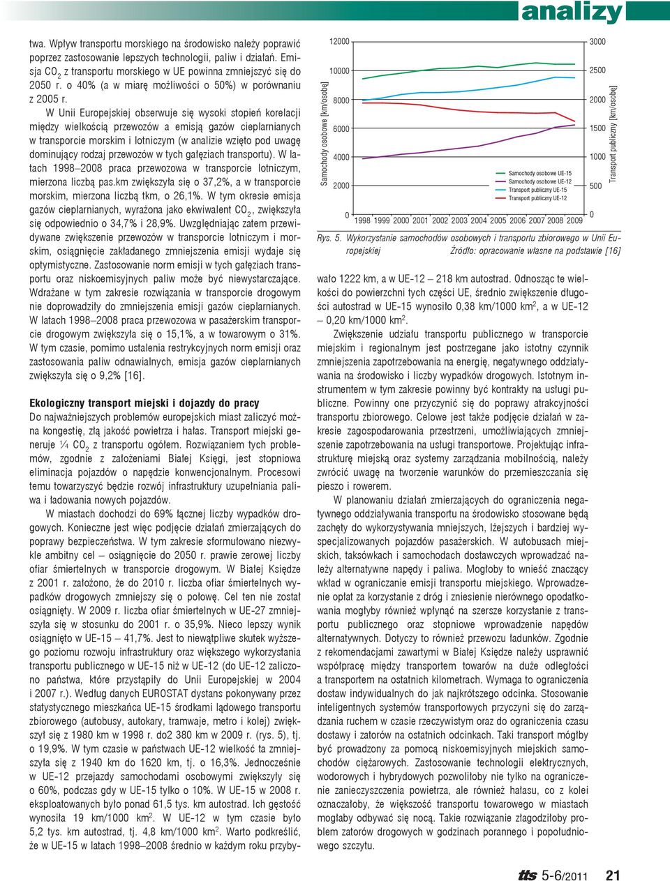 W Unii Europejskiej obserwuje się wysoki stopień korelacji między wielkością przewozów a emisją gazów cieplarnianych w transporcie morskim i lotniczym (w analizie wzięto pod uwagę dominujący rodzaj