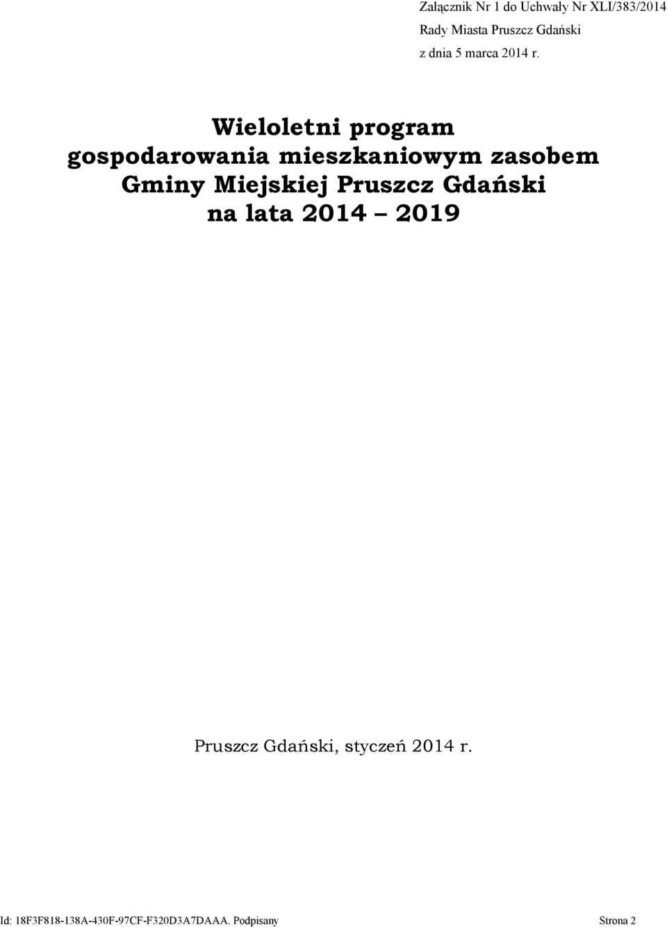 Wieloletni program gospodarowania mieszkaniowym zasobem Gminy Miejskiej
