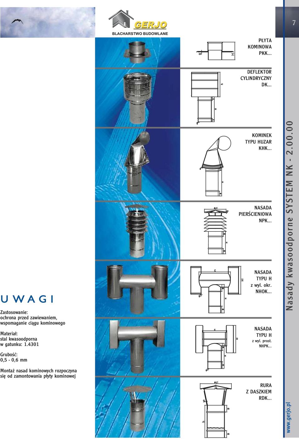 .. U WAG I Zastosowanie: ochrona przed zawiewaniem, wspomaganie ciągu kominowego Materiał: stal kwasoodporna w gatunku: 1.