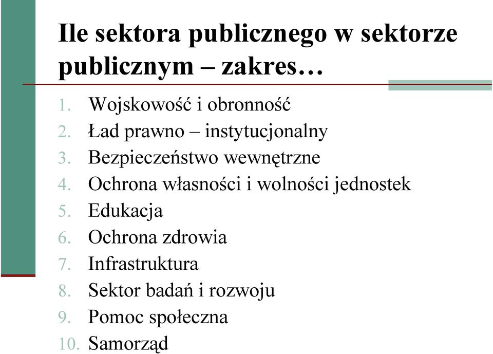 Bezpieczeństwo wewnętrzne 4. Ochrona własności i wolności jednostek 5.