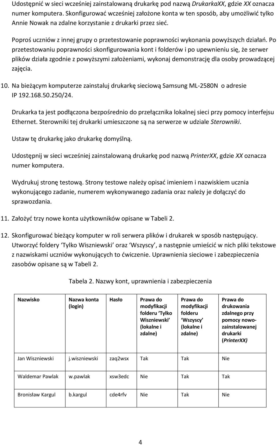 Poproś uczniów z innej grupy o przetestowanie poprawności wykonania powyższych działań.