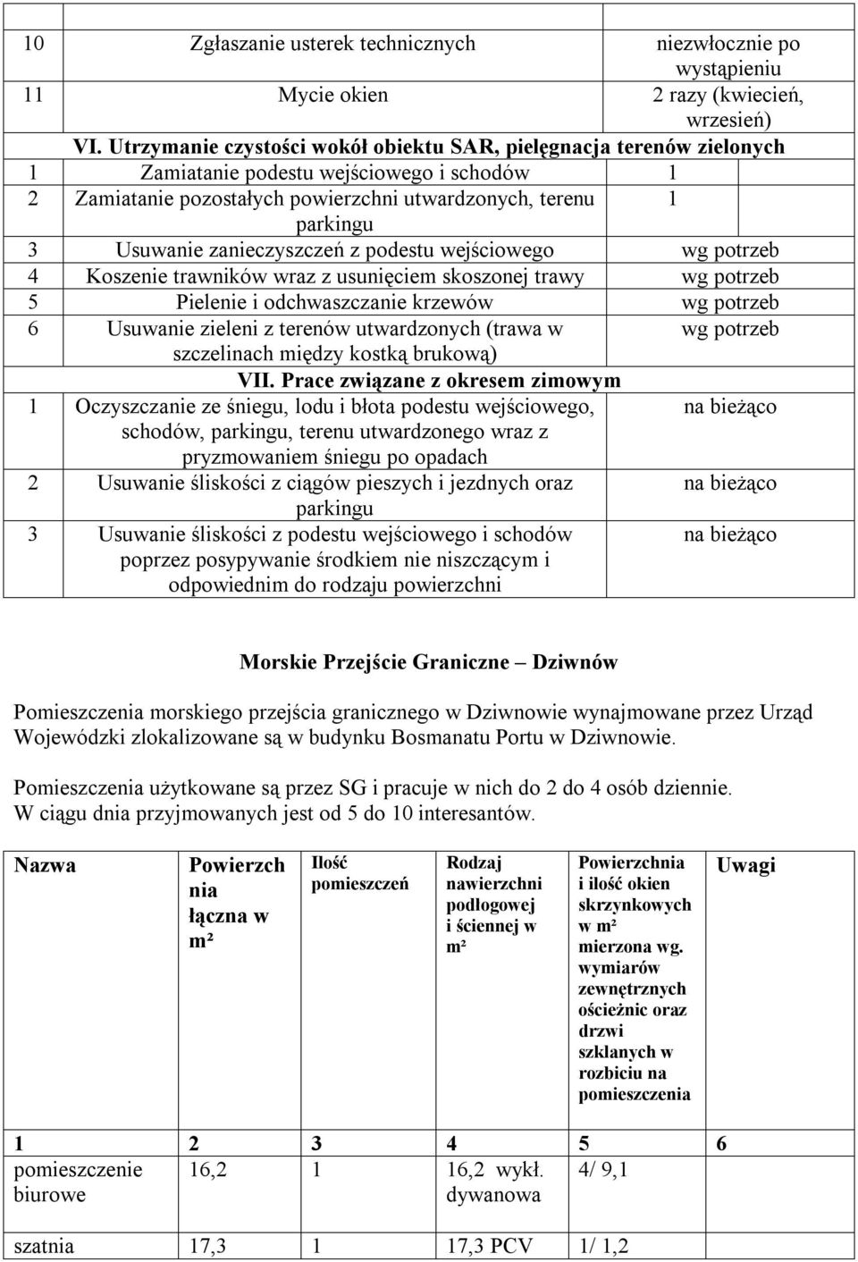 zanieczyszczeń z podestu wejściowego wg potrzeb 4 Koszenie trawników wraz z usunięciem skoszonej trawy wg potrzeb 5 Pielenie i odchwaszczanie krzewów wg potrzeb 6 Usuwanie zieleni z terenów