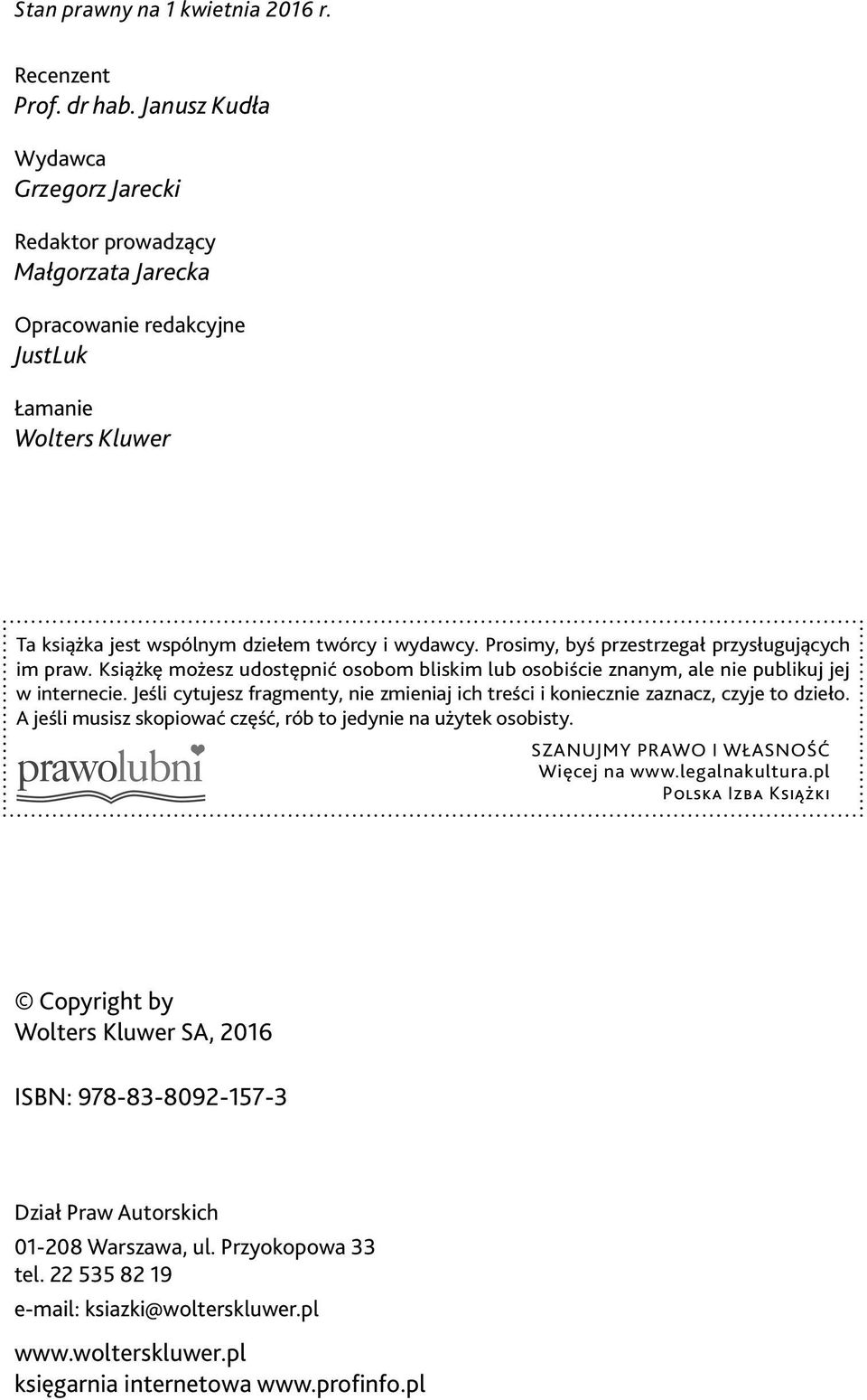 Prosimy, byś przestrzegał przysługujących im praw. Książkę możesz udostępnić osobom bliskim lub osobiście znanym, ale nie publikuj jej w internecie.