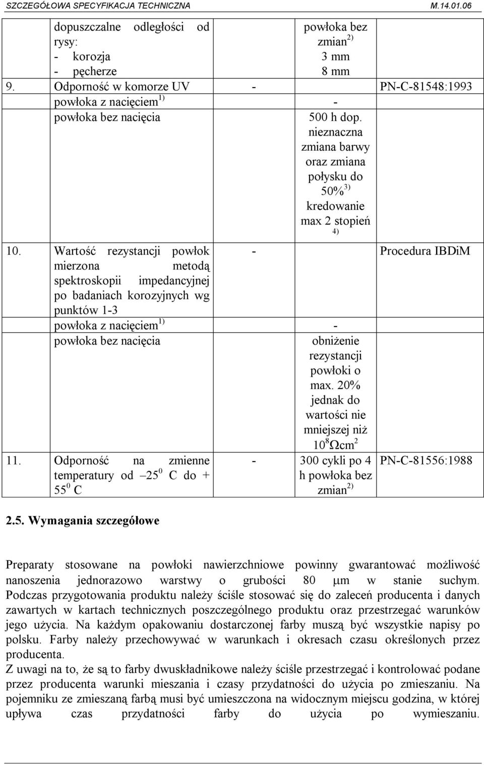 Wartość rezystancji powłok - Procedura IBDiM mierzona metodą spektroskopii impedancyjnej po badaniach korozyjnych wg punktów 1-3 powłoka z nacięciem 1) - powłoka bez nacięcia obniżenie rezystancji