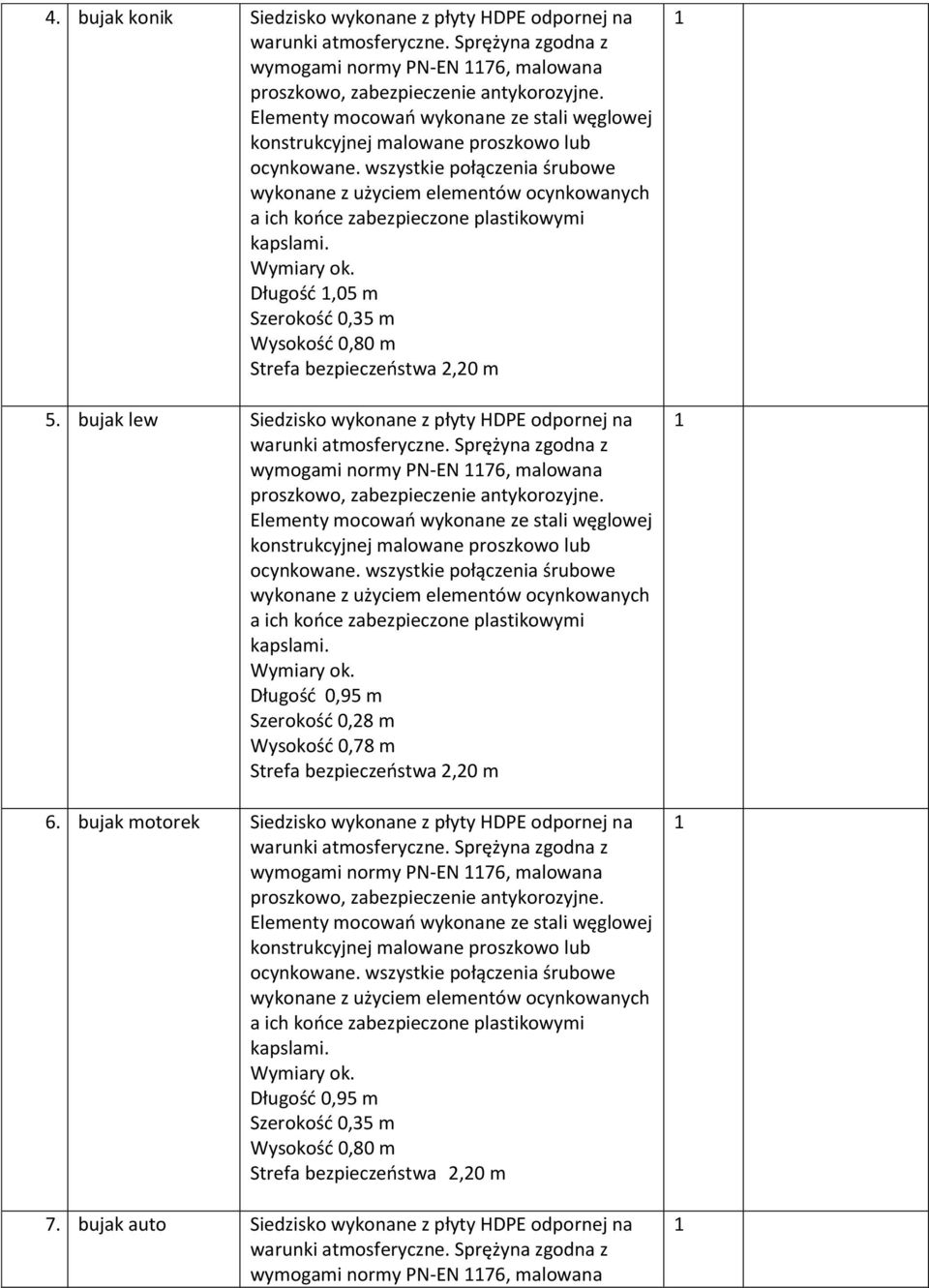 0,80 m wymogami normy PN-EN 76, malowana Długość 0,95 m Szerokość 0,28 m Wysokość