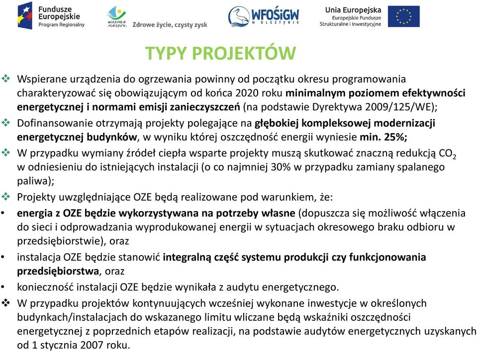 oszczędność energii wyniesie min.