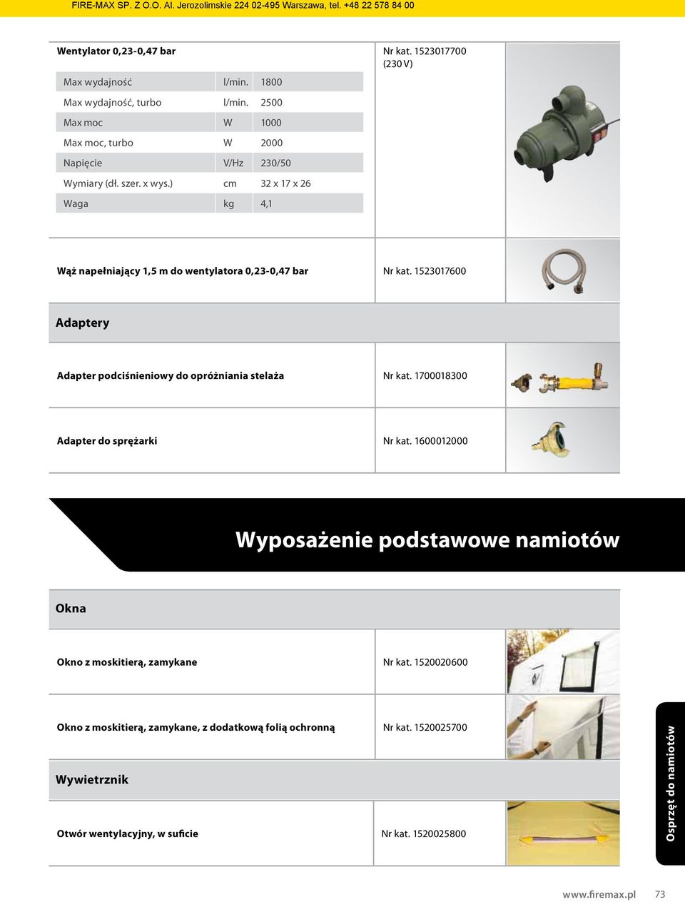 1523017600 Adaptery Adapter podciśnieniowy do opróżniania stelaża Nr kat. 1700018300 Adapter do sprężarki Nr kat.