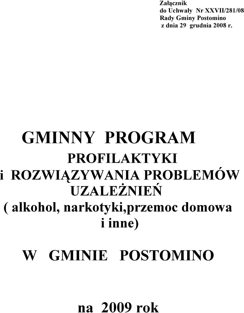 GMINNY PROGRAM PROFILAKTYKI i ROZWIĄZYWANIA PROBLEMÓW