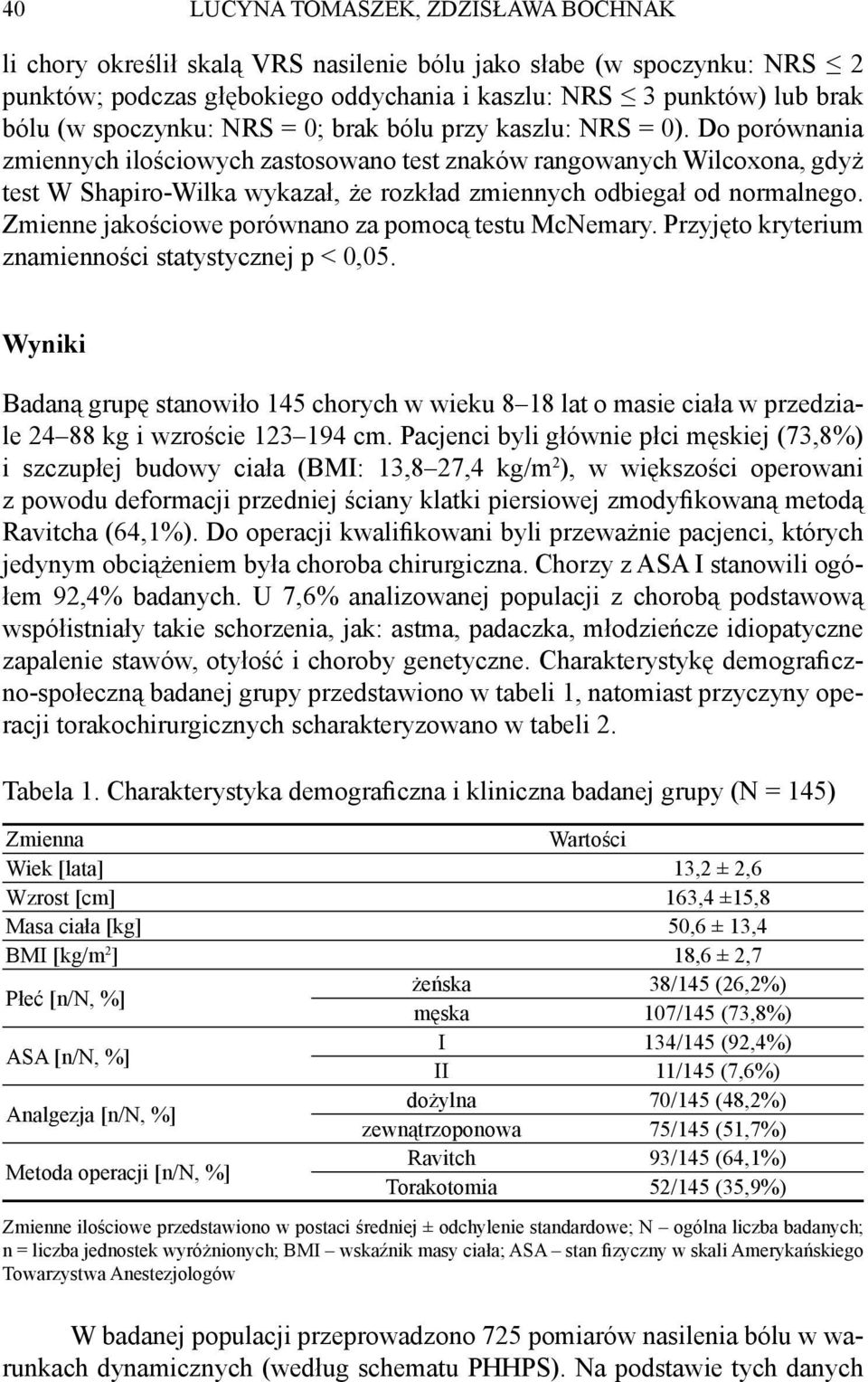 Do porównania zmiennych ilościowych zastosowano test znaków rangowanych Wilcoxona, gdyż test W Shapiro-Wilka wykazał, że rozkład zmiennych odbiegał od normalnego.