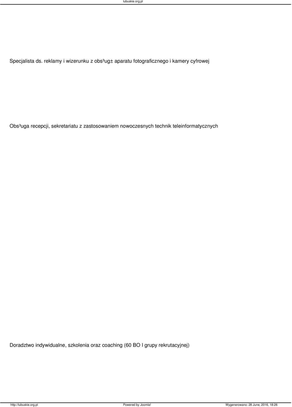 cyfrowej Obs³uga recepcji, sekretariatu z zastosowaniem