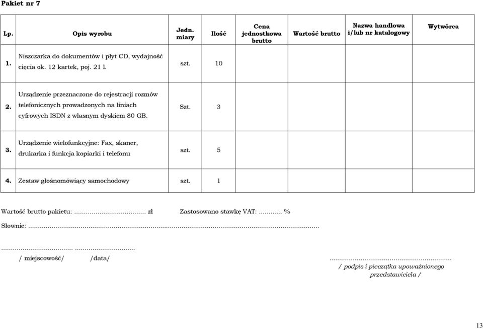 Urządzenie przeznaczone do rejestracji rozmów telefonicznych prowadzonych na liniach cyfrowych ISDN z własnym dyskiem 80 GB. Szt.