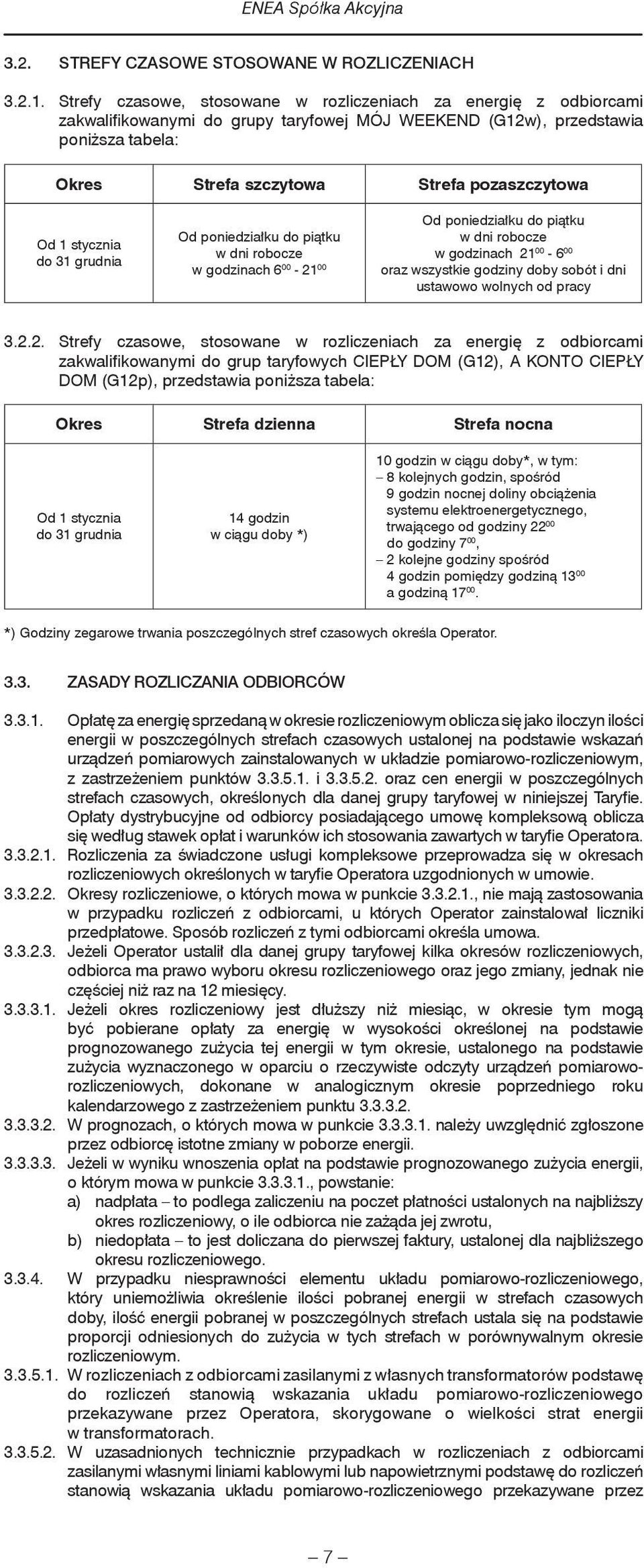 1 stycznia do 31 grudnia Od poniedziałku do piątku w dni robocze w godzinach 6 00-21 00 Od poniedziałku do piątku w dni robocze w godzinach 21 00-6 00 oraz wszystkie godziny doby sobót i dni ustawowo